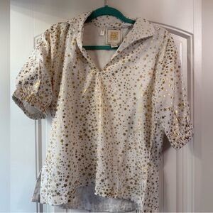 NWOT Emily McCarthy Gold Star Print Women's Top